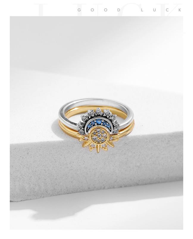 [JYJZZ028] Shining simple sun and moon two-count ring set as a Valentine’s Day gift for your girlfriend a Valentine's Day gift for your girlfriend