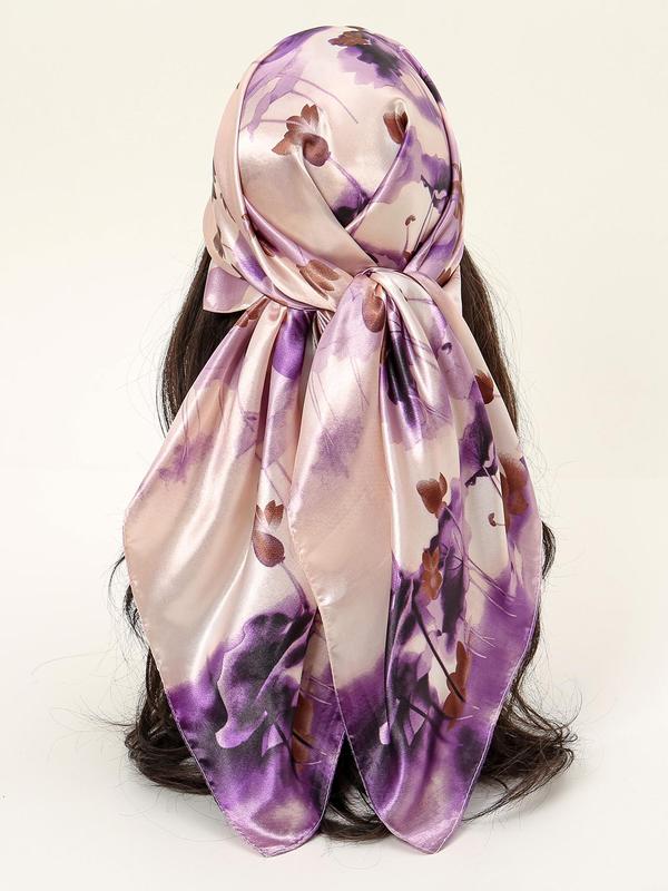 Women's Elegant All Over Pattern Satin Scarf, New Style Fashionable Soft Comfortable Kerchief for Daily Wear, Casual Versatile Scarf for Women