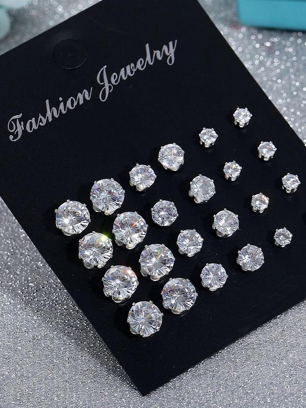 Women's Elegant Rhinestone Decorated Stud Earrings, Exquisite Trendy Stud Earrings, Fashionable Jewelry for Women & Girls for Daily & Party Decoration