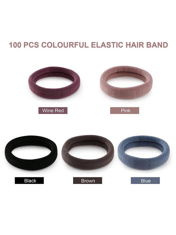 Solid Color Hair Tie, High Stretch Hair Tie, Hair Accessories for Women & Girls, Minimalist Headwear Suitable for Thick Hair