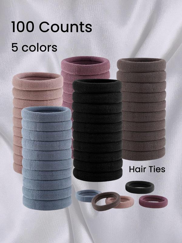 Solid Color Hair Tie, High Stretch Hair Tie, Hair Accessories for Women & Girls, Minimalist Headwear Suitable for Thick Hair