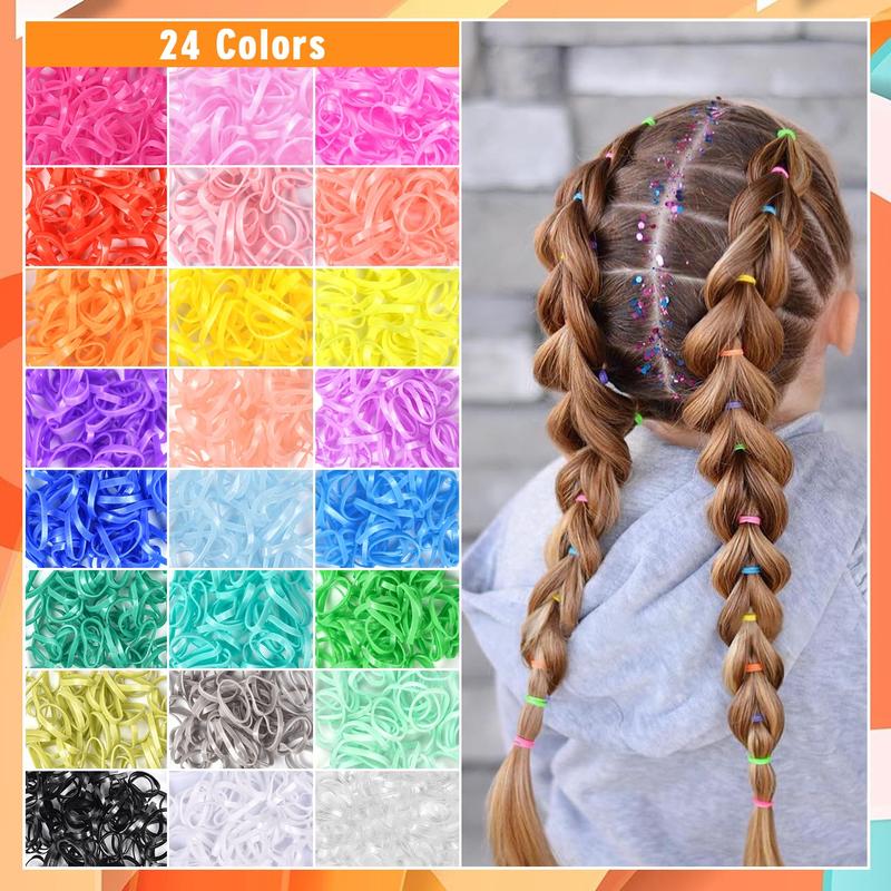 Hair Tie Set, 1505 Count Colorful Elastic Hair Rubber Bands with Topsy Tail Hair Tools, Rat Tail Comb and Hair Clips for Women Hair Styling