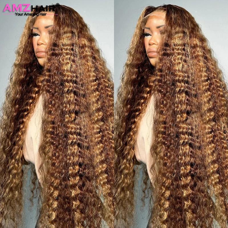 Honey Blonde Kinky Curly 13x4 13x6 Hd Lace Frontal Human Hair Wigs Pre Plucked Highlight Omber Colored Glueless 4x4 Closure Wigs