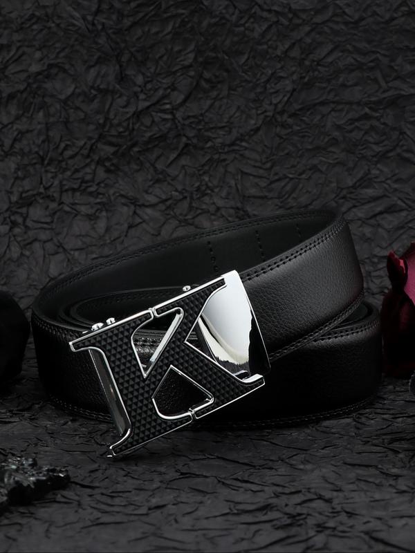 Men's Business Fashion Letter K Design Belt, Casual Waistband for Jeans Trousers, Daily Clothing Decoration, Trendy All-match & Exquisite Belt for Birthday Gift