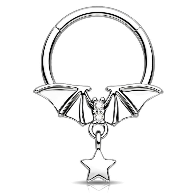 Oufer 16G Bat Wings Star Dangle Septum Ring