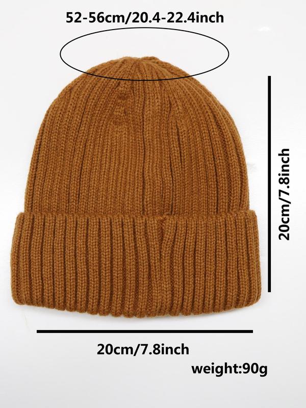 Solid Color Beanie Hat, Women's Winter Outdoor Sports Hat, Warm Hat for Women & Men, Fashion Accessories for Fall & Winter