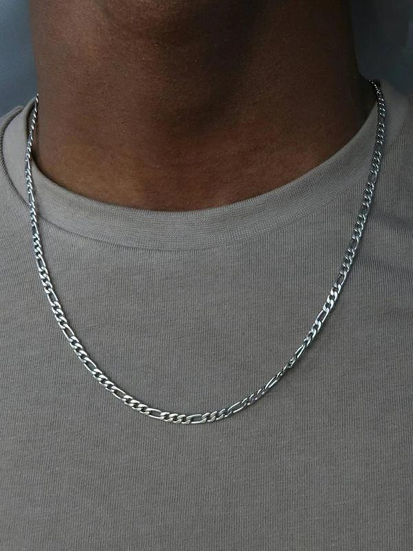 Men's Simple Stainless Steel Matching Chain Necklace, Casual Versatile Trendy Jewelry, Minimalist Classic Fashion Accessories for Daily Wear