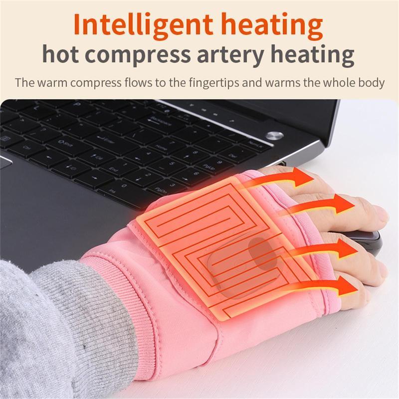 Rechargeable Heated Gloves, Electric FingerlessGloves, UsB Hand Warmer, Winter Warm LaptopGloves,Hand Warmer for Men Women