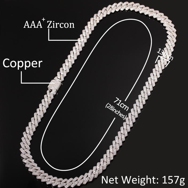 ICE WATER Iced Out 14mm Cuban Link Chain Necklace With Box Clasp For Men And Women ,Thick Miami Link Chains Hip Hop Jewelry