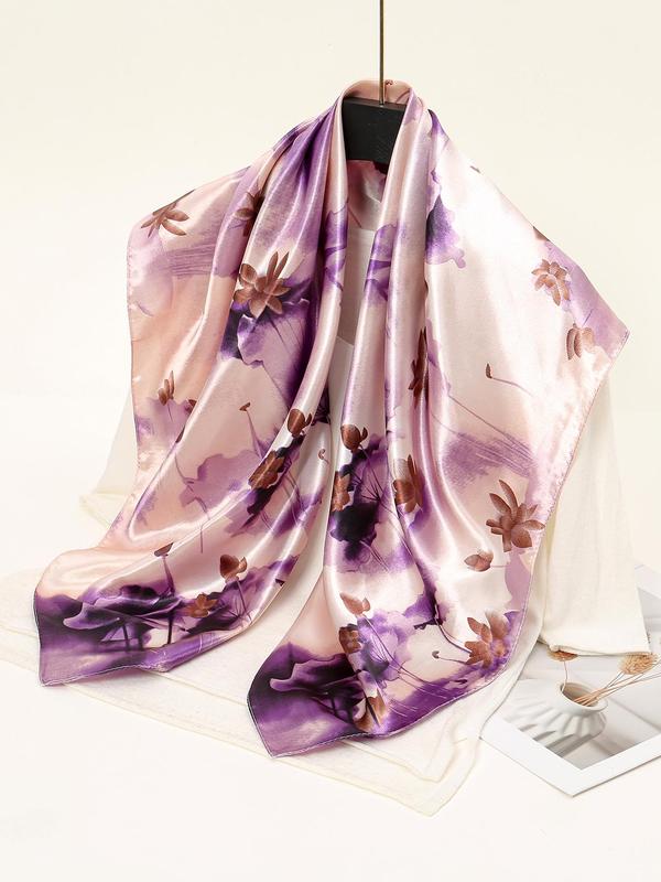 Women's Elegant All Over Pattern Satin Scarf, New Style Fashionable Soft Comfortable Kerchief for Daily Wear, Casual Versatile Scarf for Women