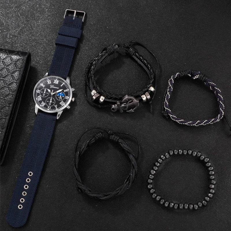 set Men's Casual Quartz Watch & Bracelet Combo Father's day