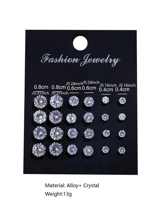 Women's Elegant Rhinestone Decorated Stud Earrings, Exquisite Trendy Stud Earrings, Fashionable Jewelry for Women & Girls for Daily & Party Decoration