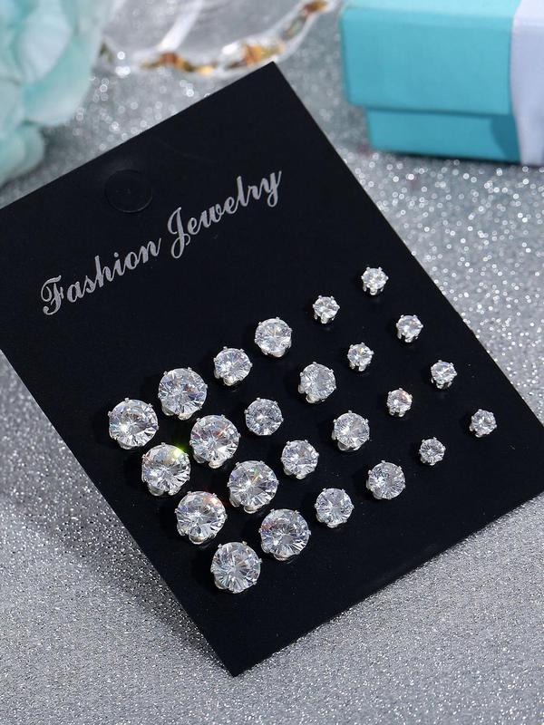 Women's Elegant Rhinestone Decorated Stud Earrings, Exquisite Trendy Stud Earrings, Fashionable Jewelry for Women & Girls for Daily & Party Decoration