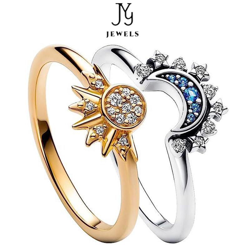 [JYJZZ028] Shining simple sun and moon two-count ring set as a Valentine’s Day gift for your girlfriend a Valentine's Day gift for your girlfriend