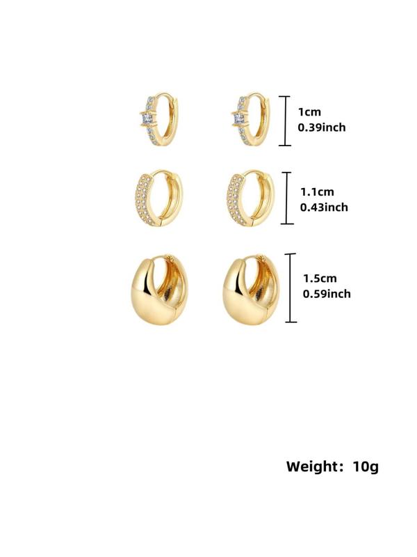 Women's Elegant Rhinestone Decorated Hoop Earrings, Exquisite Trendy Hoop Earrings, Fashionable Jewelry for Women for Party & Daily Clothing Decor