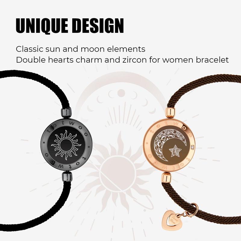 totwoo Long Distance Touch Bracelets with Sun&Moon Functional Love Connect Gift For Boyfriend or Girlfriend or your Family