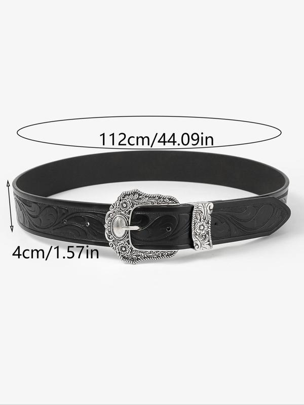 Punk Embossed Pu Buckle Belt, Y2k Style Fashion Vintage Western Belt for Women, All-match Clothes Accessories