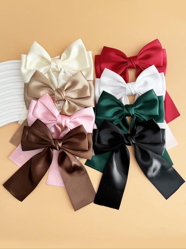 Solid Color Bow Decor Hair Clip, Fashionable Hair Accessories for Women & Girls, Minimalist Headwear Suitable for Thick Hair