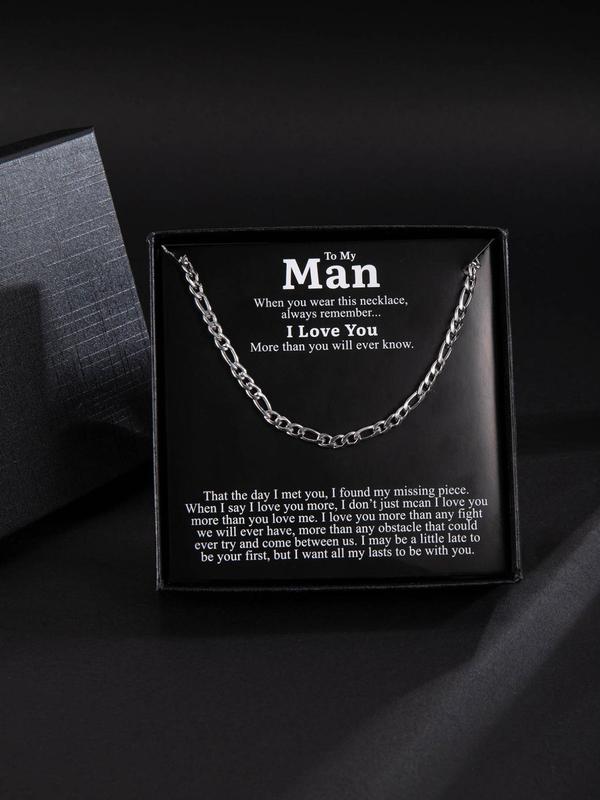 Men's Street Trend Minimalist Chain Necklace, Trendy Hip Hop Matching Necklace, Chic All-match Jewelry As Gift with Box