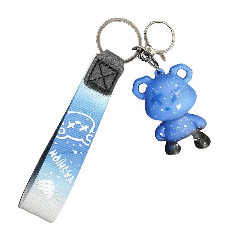 Cute Bear Design Car Keychain, Gradient Color Car Key Holder, Bag Pendant, Car Key Chain for Women & Men, Keychain Pendant for Car Key