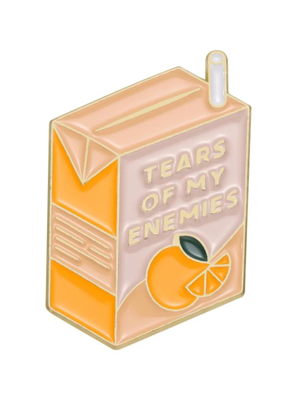 Orange Juice Box Design Pin Brooch, Cute Fashion Alloy Badge for Vacation Holiday Gift, Enamel Pin Suitable for Backpacks, Jeans, Scarves, Hats Decoration