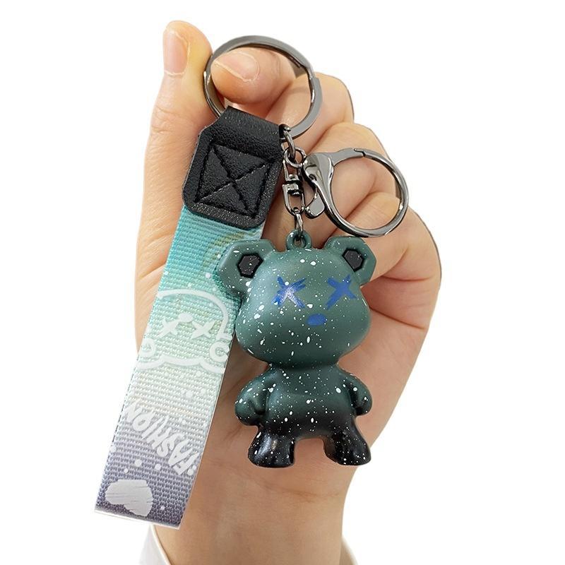 Cute Bear Design Car Keychain, Gradient Color Car Key Holder, Bag Pendant, Car Key Chain for Women & Men, Keychain Pendant for Car Key