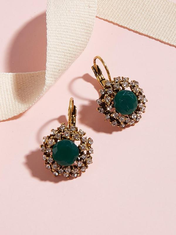 Fashion Rhinestone Decor Dangle Earrings (1 Pair), Retro Jewelry for Women & Girls for Daily Clothing Decor, Trendy All-match & Exquisite Jewelry for Birthday Gift