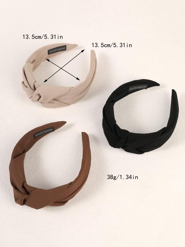 3pcs Minimalist Elegant Plain Knot Design Headband, Simple Design Causal Headband, All-match Hair Accessories for Women for Daily Used