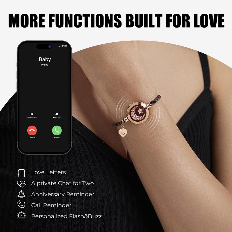 totwoo Long Distance Touch Bracelets with Sun&Moon Functional Love Connect Gift For Boyfriend or Girlfriend or your Family