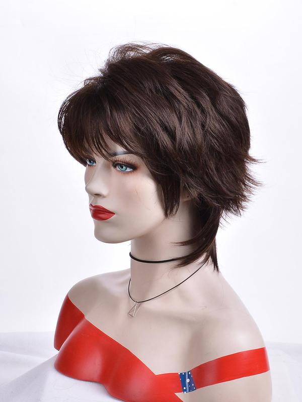 Fashionable Layered Cut Straight Wigs for Women, Natural Lookinggorgeous Fluffy Wigs with Air Bangs, Synthetic Full Machine Wigs for Party Photography, Daily Use