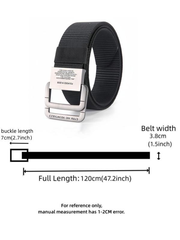 Men's Simple Style Belt, Alloy Double Buckle High Quality Tape Belt, Casual Solid Color Belt for Men & Women