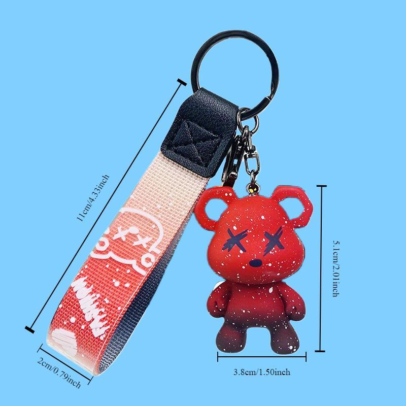 Cute Bear Design Car Keychain, Gradient Color Car Key Holder, Bag Pendant, Car Key Chain for Women & Men, Keychain Pendant for Car Key