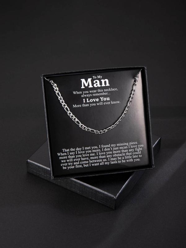 Men's Street Trend Minimalist Chain Necklace, Trendy Hip Hop Matching Necklace, Chic All-match Jewelry As Gift with Box