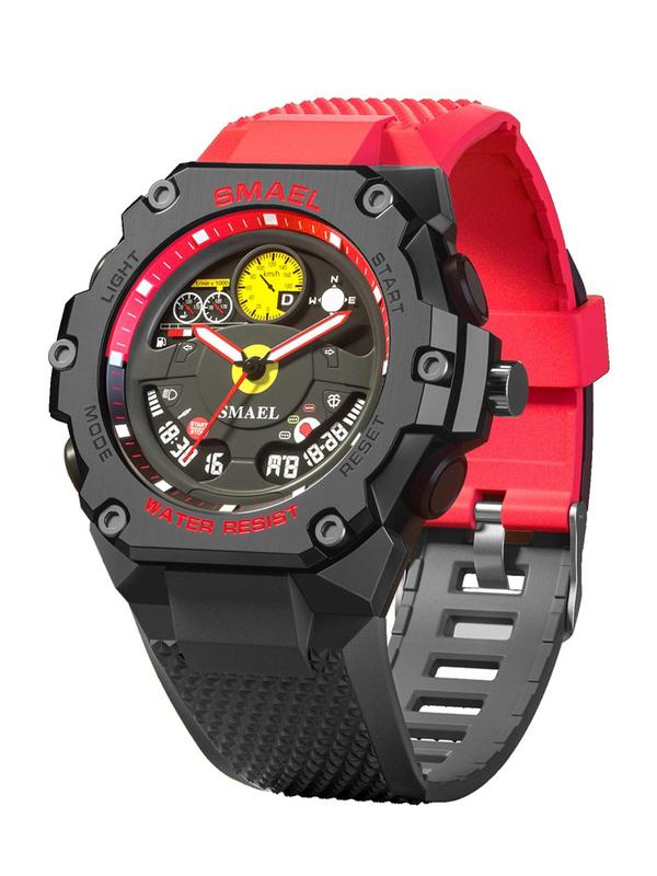 Men's Sportive Digital Analog Quartz Watch, Fashionable Waterproof Digital Watch with Luminous Dial & Time Function, Trendy Watch for Daily Life