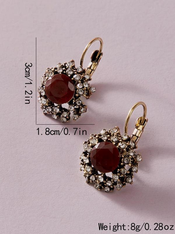 Fashion Rhinestone Decor Dangle Earrings (1 Pair), Retro Jewelry for Women & Girls for Daily Clothing Decor, Trendy All-match & Exquisite Jewelry for Birthday Gift