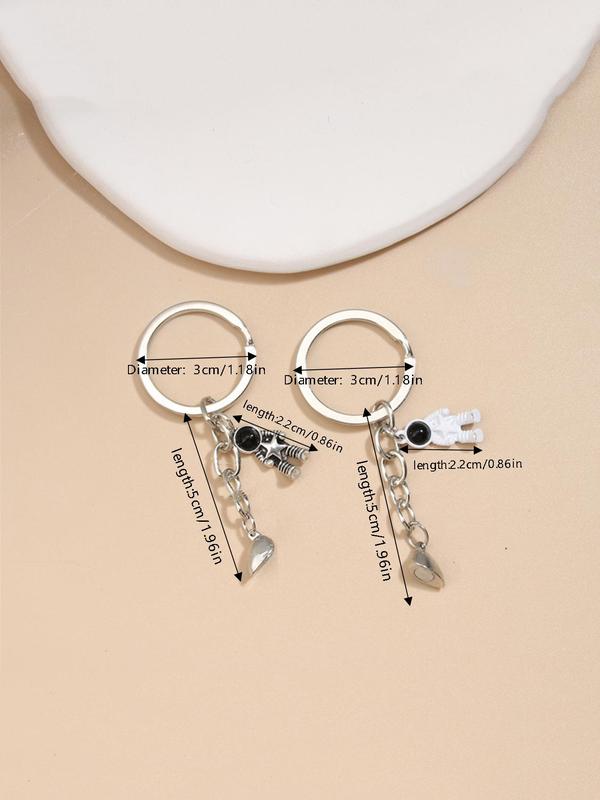 2pcs set Unisex Cute 2024 Magnetic Heart Couple Keychain & Key Holder, Novelty Trendy Keychain & Key Fob for Couples & Friends, Cute Accessory As Valentines Gift