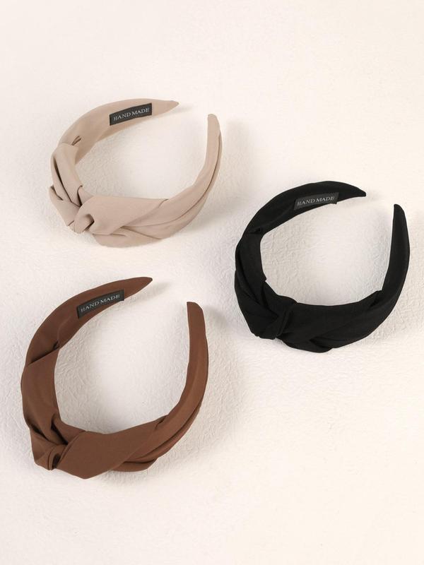 3pcs Minimalist Elegant Plain Knot Design Headband, Simple Design Causal Headband, All-match Hair Accessories for Women for Daily Used