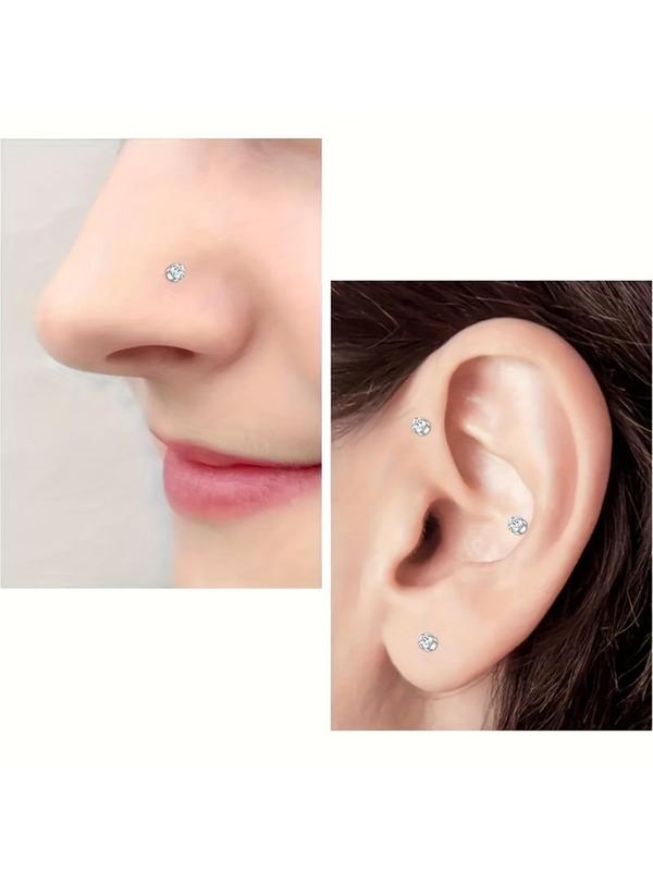 Rhinestones Decor Magnetic Nose Ring, Stainless Steel Nose Ring, Fashion Jewelry for Party, Daily Clothing Decor, Trendy All-match & Exquisite Jewelry for Birthday Gift