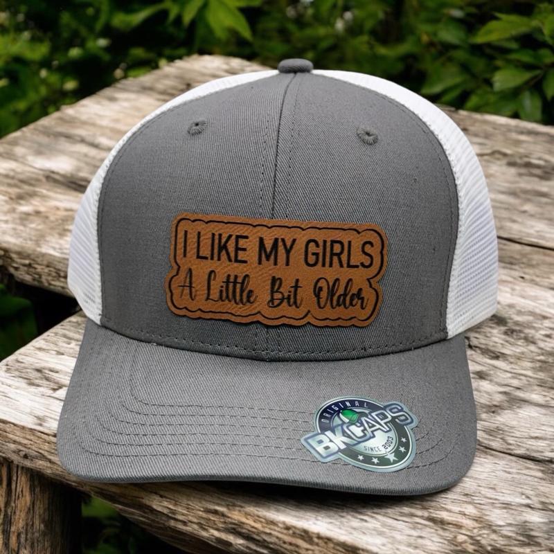 I like my girls a little bit older leather patch hat! Custom SnapBack! Unique and funny, gift for her