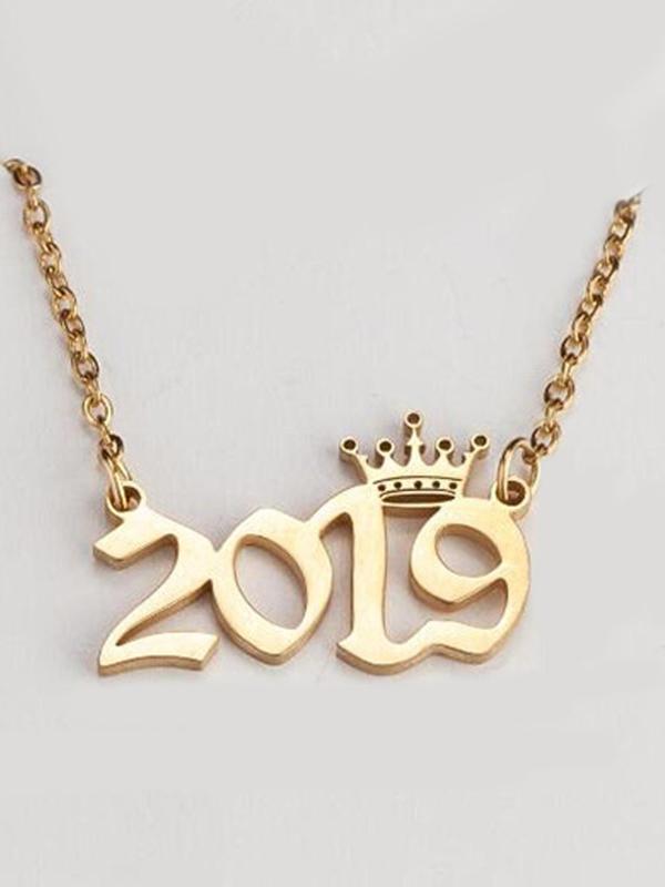 Fashionable Year Design Pendant Necklace for Women, Number Design Pendant Necklace for Party, Daily Clothing Decor, Trendy All-match Girlfriend Gifts Jewelry