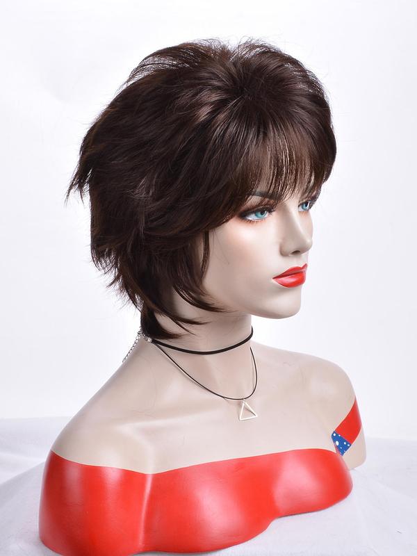 Fashionable Layered Cut Straight Wigs for Women, Natural Lookinggorgeous Fluffy Wigs with Air Bangs, Synthetic Full Machine Wigs for Party Photography, Daily Use