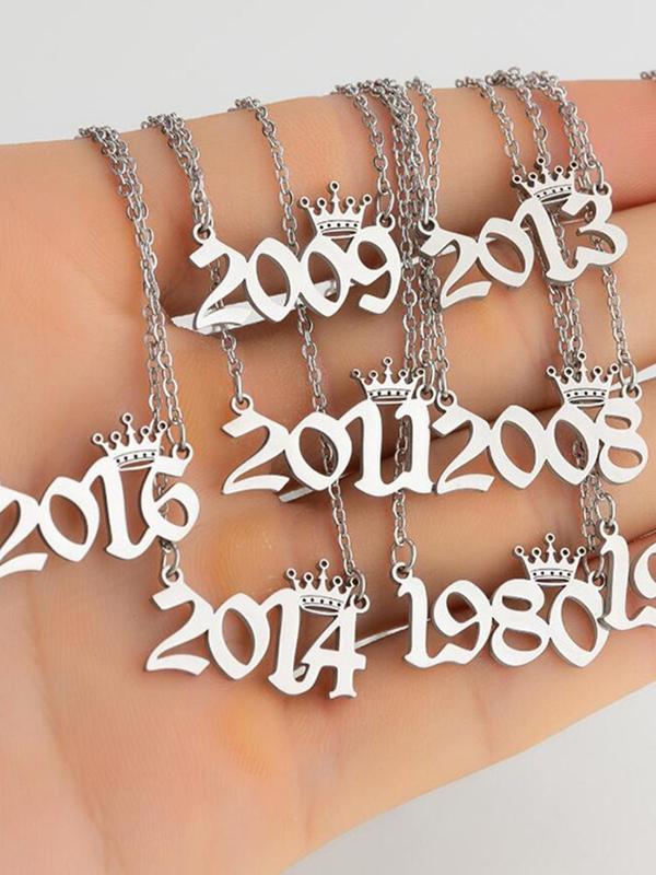 Fashionable Year Design Pendant Necklace for Women, Number Design Pendant Necklace for Party, Daily Clothing Decor, Trendy All-match Girlfriend Gifts Jewelry