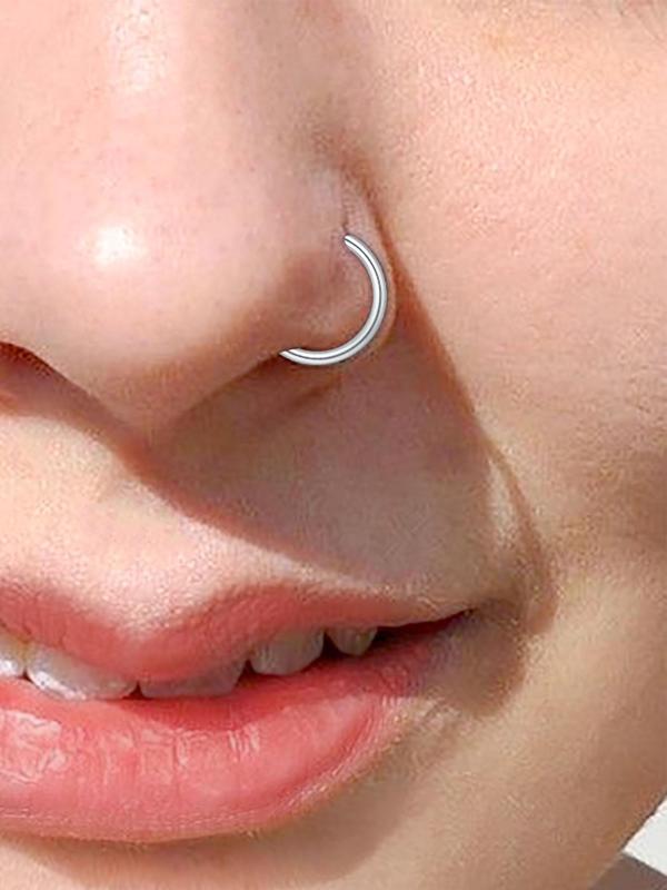 Mixed Style Nose Ring & Nose Stud Set, Stainless Steel Nose Piercing Jewelry with Rhinestone Decor, Body Jewelry for Party, Daily Clothing Decor for Men & Women