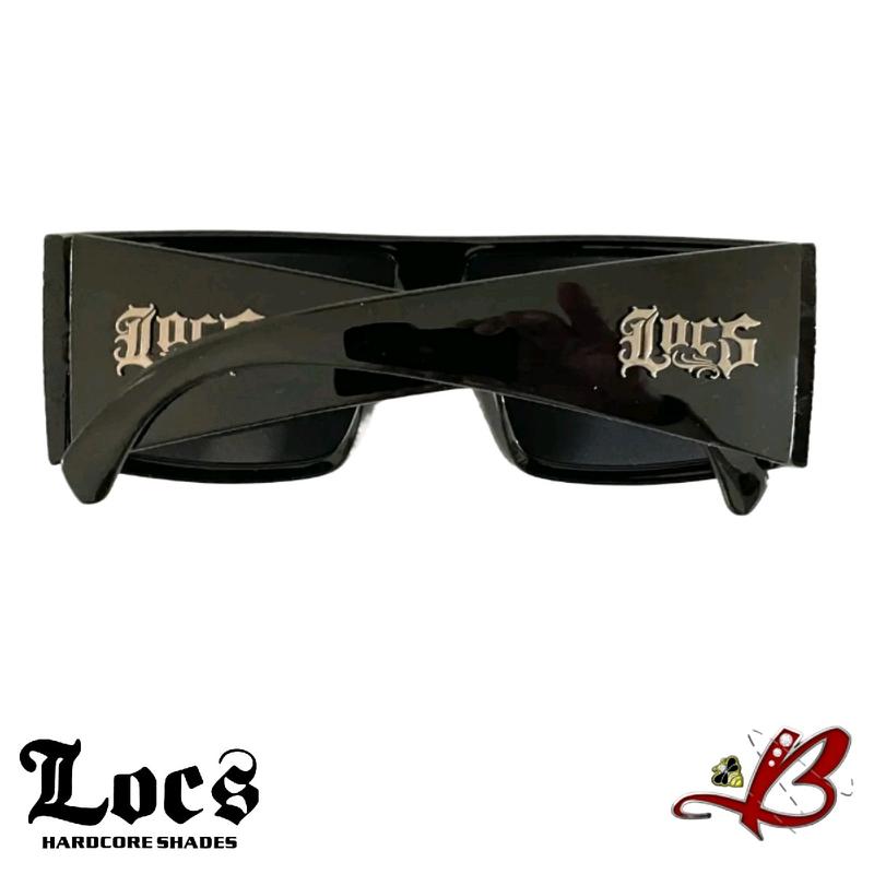 Locs Kingpin Large Frame Flat Top Squared Dark Lens Black Sunglasses | Designer Full Rim Square Cholo OG Lowrider Gangster Style Sport Shades | Original & Authentic Locs