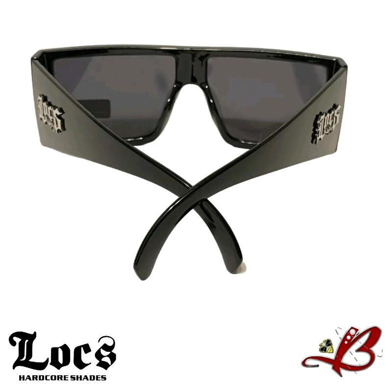 Locs Kingpin Large Frame Flat Top Squared Dark Lens Black Sunglasses | Designer Full Rim Square Cholo OG Lowrider Gangster Style Sport Shades | Original & Authentic Locs