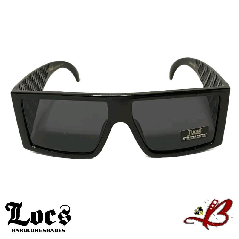 Locs Kingpin Large Frame Flat Top Squared Dark Lens Black Sunglasses | Designer Full Rim Square Cholo OG Lowrider Gangster Style Sport Shades | Original & Authentic Locs