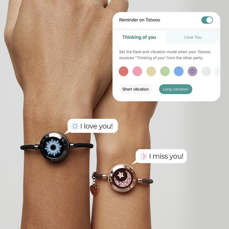 totwoo Long Distance Touch Bracelets with Sun&Moon Functional Love Connect Gift For Boyfriend or Girlfriend or your Family