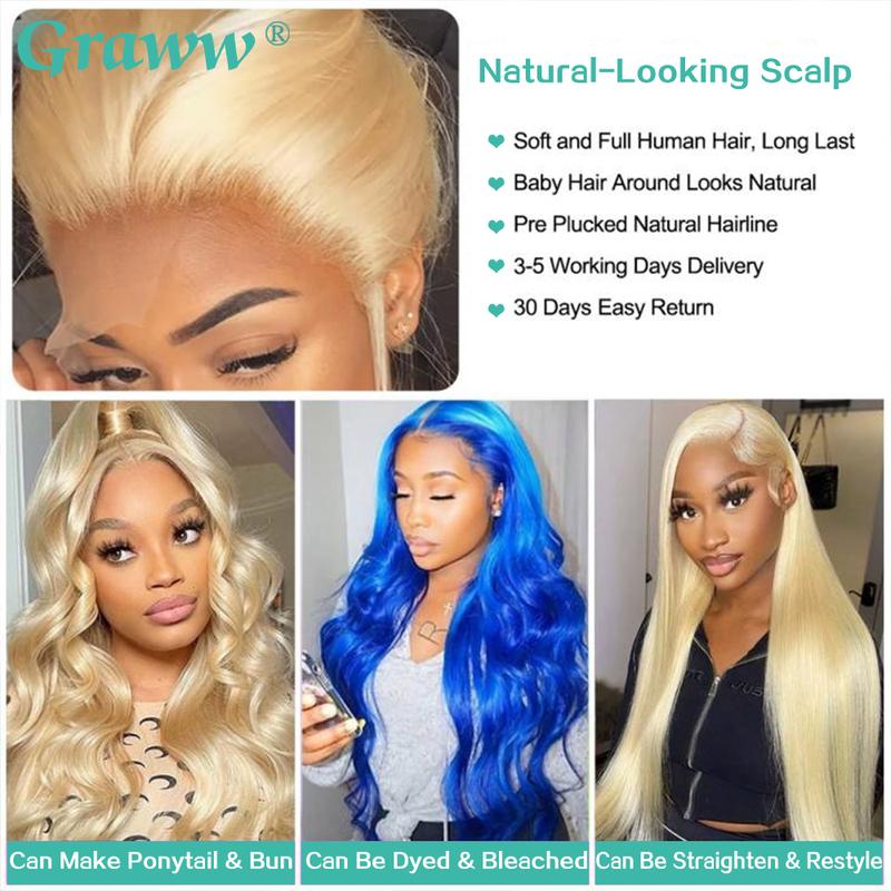 Blonde Body Wave Lace Front Wig HD Transparent Lace 13x4 13x6  Wig 613 Pre Plucked Full Frontal Wigs For Black Women