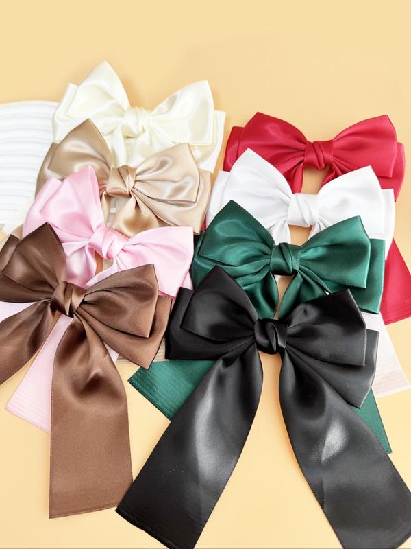 Solid Color Bow Decor Hair Clip, Fashionable Hair Accessories for Women & Girls, Minimalist Headwear Suitable for Thick Hair