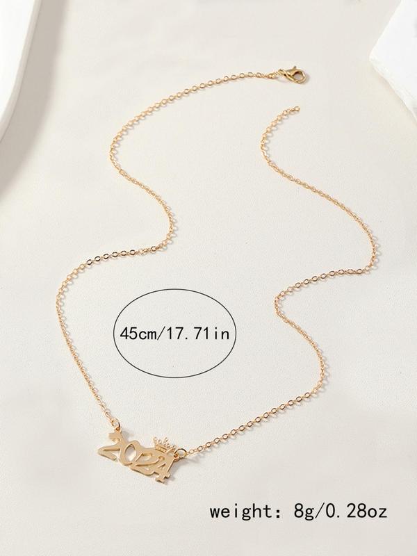 Fashionable Year Design Pendant Necklace for Women, Number Design Pendant Necklace for Party, Daily Clothing Decor, Trendy All-match Girlfriend Gifts Jewelry